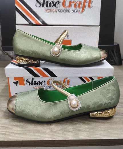 New Green Embroidery Chinese Style Rhinestone French Mary Jane Single Shoes