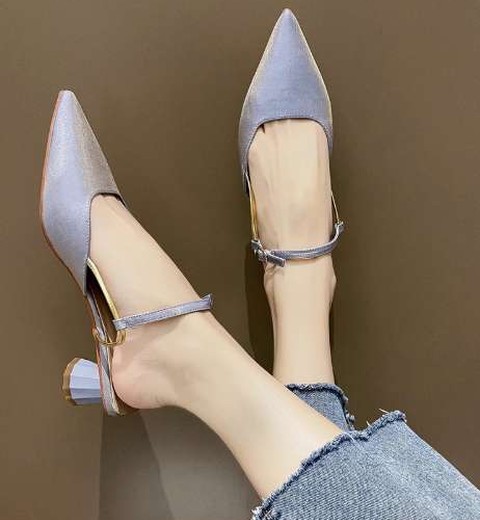 Autumn new style closed toe buckle back empty strap sandals fairy style shoes