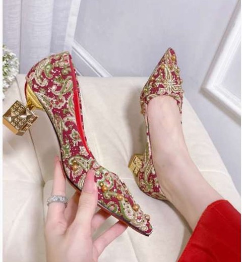 Women's shoes rubber shallow mouth red special-shaped single shoes pointed toe