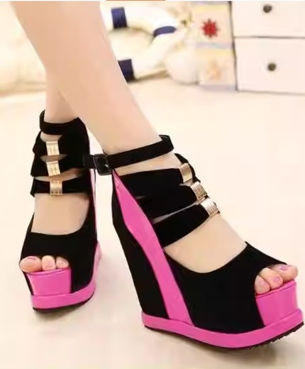 Women's inner height increase thick bottom waterproof platform fish mouth hollow platform sandals