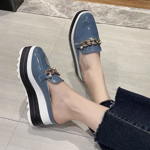Baotou half slippers for going out with diamond low-heeled sandals with stilettos for women