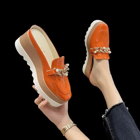 Baotou half slippers for going out with diamond low-heeled sandals with stilettos for women