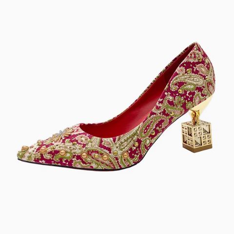 Women's shoes rubber shallow mouth red special-shaped single shoes pointed toe