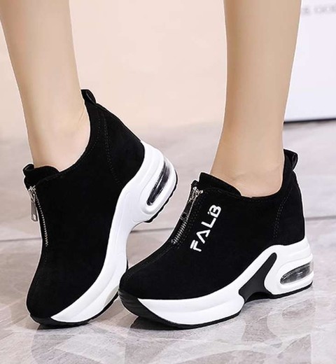 Inner height-enhancing women's shoes versatile thick-soled sports travel wedge heel shoes