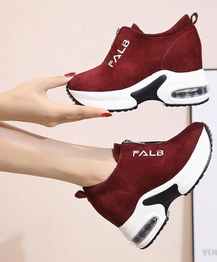 Inner height-enhancing women's shoes versatile thick-soled sports travel wedge heel shoes