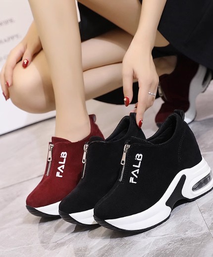 Inner height-enhancing women's shoes versatile thick-soled sports travel wedge heel shoes