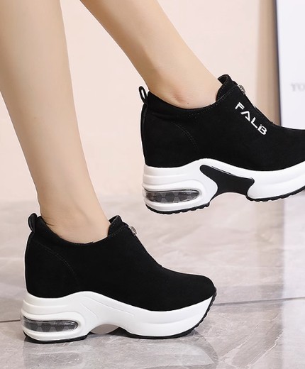 Inner height-enhancing women's shoes versatile thick-soled sports travel wedge heel shoes
