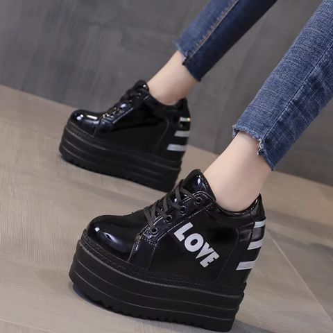 Super high heel 12cm height-enhancing casual women's shoes white thick-soled platform shoes