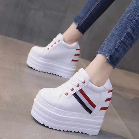 Super high heel 12cm height-enhancing casual women's shoes white thick-soled platform shoes