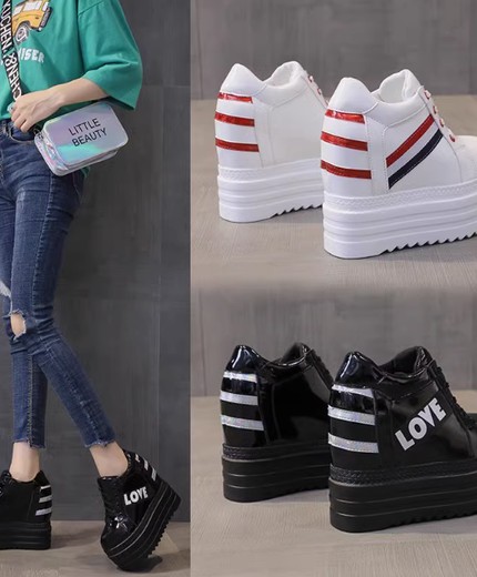 Super high heel 12cm height-enhancing casual women's shoes white thick-soled platform shoes