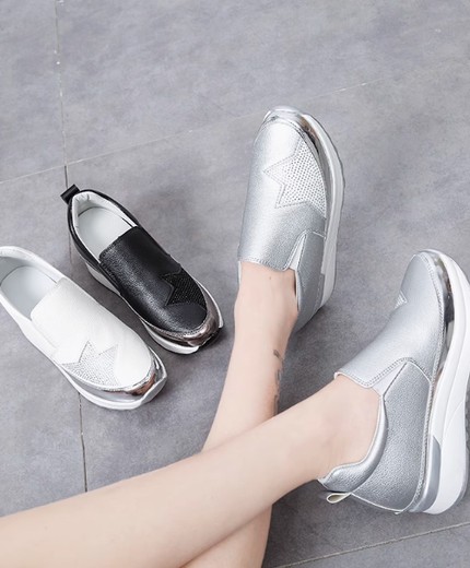 Large size women's shoes sports spring fashion rhinestone slip-on loafers