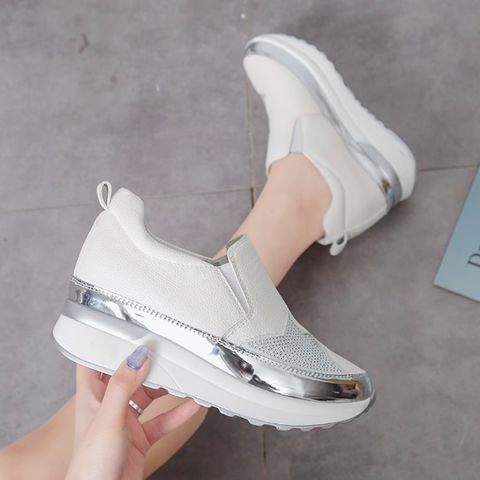 Large size women's shoes sports spring fashion rhinestone slip-on loafers