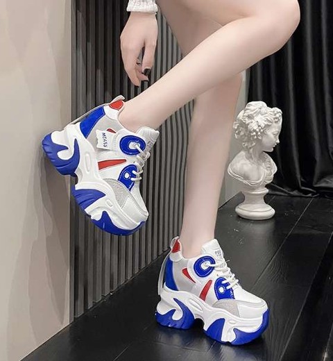 Korean niche color matching height-enhancing sports shoes for women thick-soled lightweight shoes