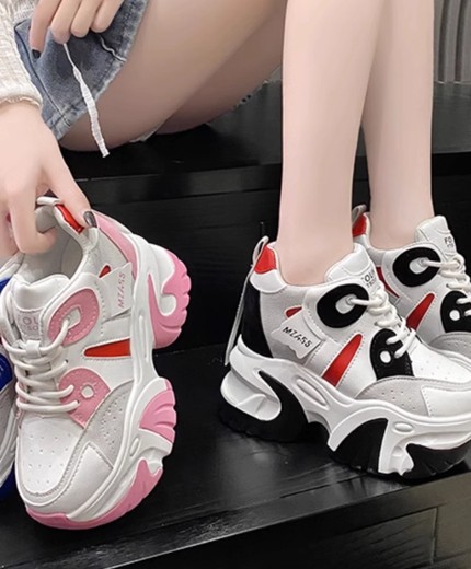 Korean niche color matching height-enhancing sports shoes for women thick-soled lightweight shoes