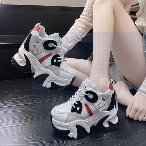 Korean niche color matching height-enhancing sports shoes for women thick-soled lightweight shoes