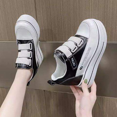 New spring white shoes for women with Velcro Korean style thick-soled casual sports shoes