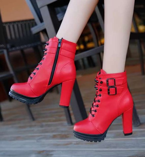Trendy women's short boots thick heel waterproof platform net celebrity lace-up Martin boots