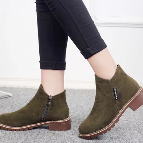 Martin boots for women with side zipper short boots for women with low heels