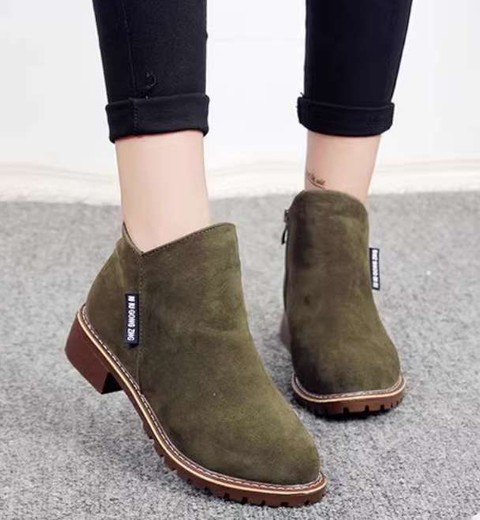 Martin boots for women with side zipper short boots for women with low heels