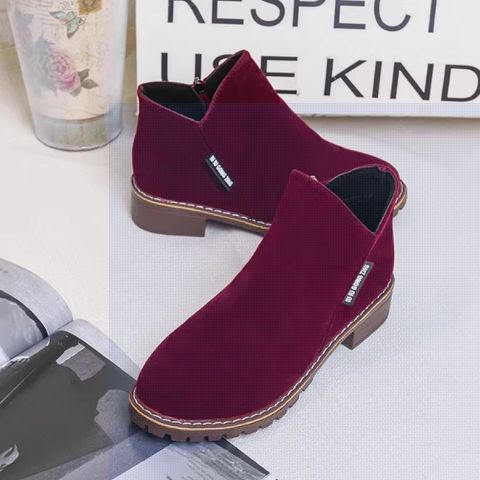 Martin boots for women with side zipper short boots for women with low heels