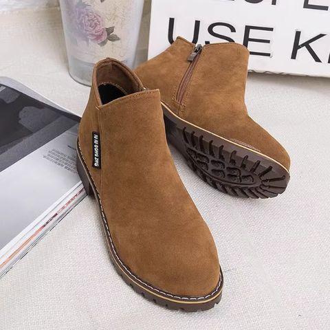Martin boots for women with side zipper short boots for women with low heels