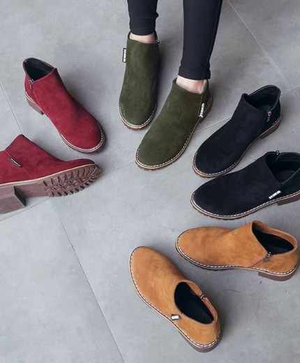 Martin boots for women with side zipper short boots for women with low heels