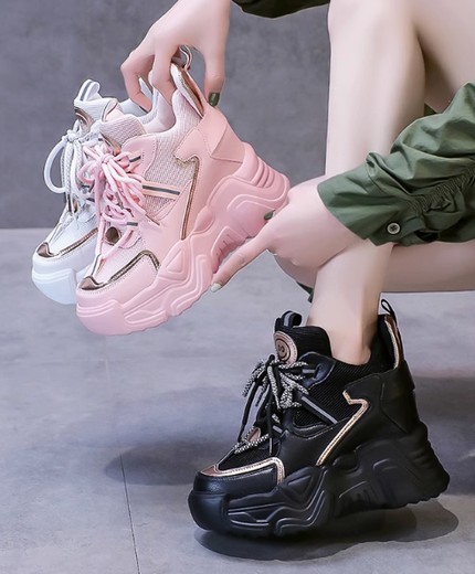Women's shoes ins trendy all-match thick-soled height-enhancing sports casual shoes