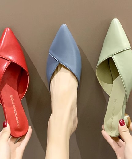 Summer student low heel pointed high heels thick heel versatile sandals