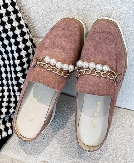 Thick-soled platform heels high-heeled closed-toe slippers for outdoor wear wedge heels