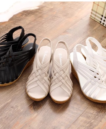 Summer new wedge heel fish mouth shoes platform thick bottom women's casual shoes