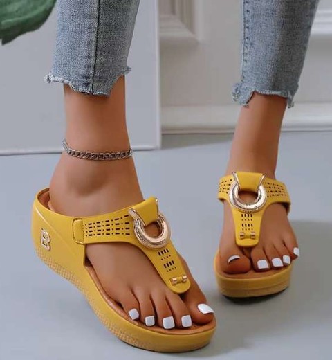 New flip flops large size flip flops sandals women's wedge heel thick bottom