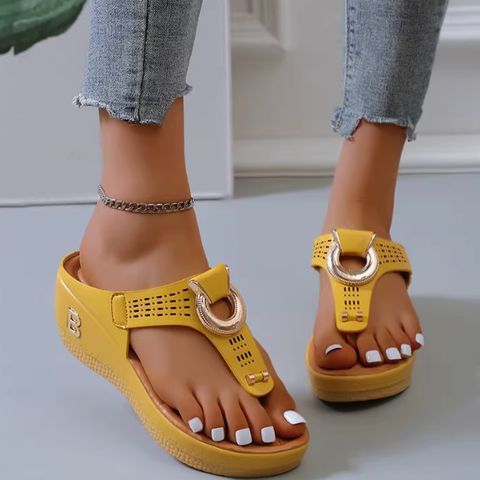 New flip flops large size flip flops sandals women's wedge heel thick bottom