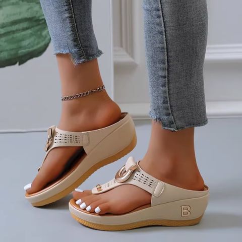 New flip flops large size flip flops sandals women's wedge heel thick bottom