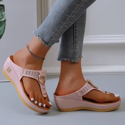 New flip flops large size flip flops sandals women's wedge heel thick bottom