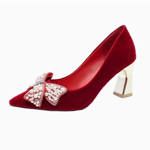 Wedding shoes, bride shoes,new Chinese style pointed red banquet wedding high heels