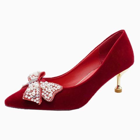 Wedding shoes, bride shoes,new Chinese style pointed red banquet wedding high heels