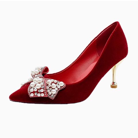 Wedding shoes, bride shoes,new Chinese style pointed red banquet wedding high heels