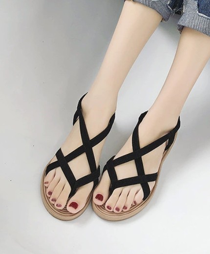New beach flat-soled toe-covering versatile student female sandals