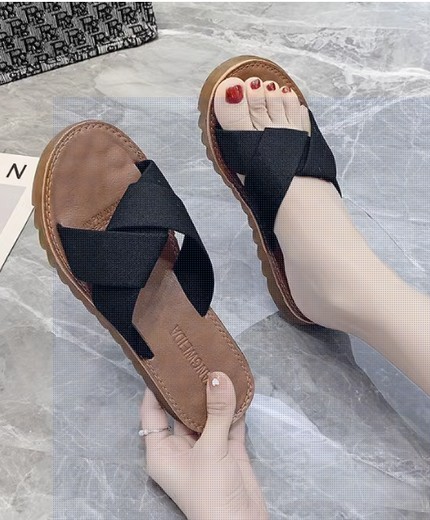 Cowhide soft-soled slippers for women hot-selling sandals flat-bottomed advanced