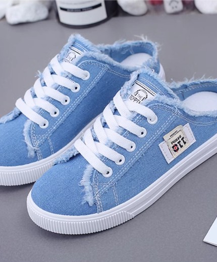 Outerwear new spring and autumn breathable heel-free lazy slip-on flat white shoes