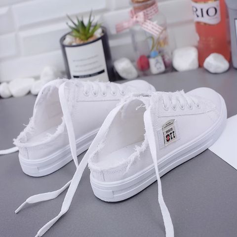Outerwear new spring and autumn breathable heel-free lazy slip-on flat white shoes