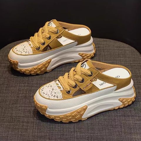 Fashion thick-soled height-enhancing half-slippers for women to wear as outerwear