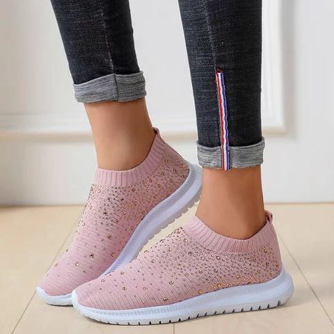 Wish foreign trade large size diamond flying woven sports shoes new mesh shoes