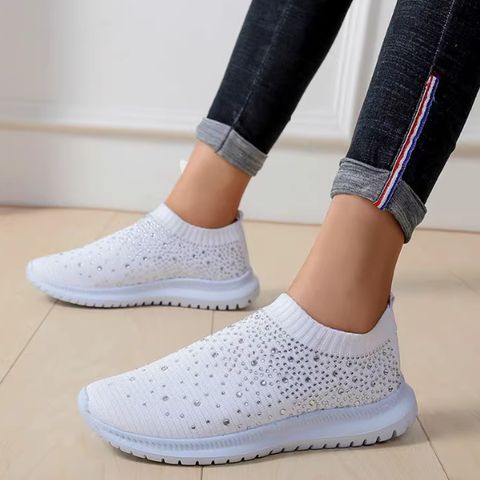 Wish foreign trade large size diamond flying woven sports shoes new mesh shoes