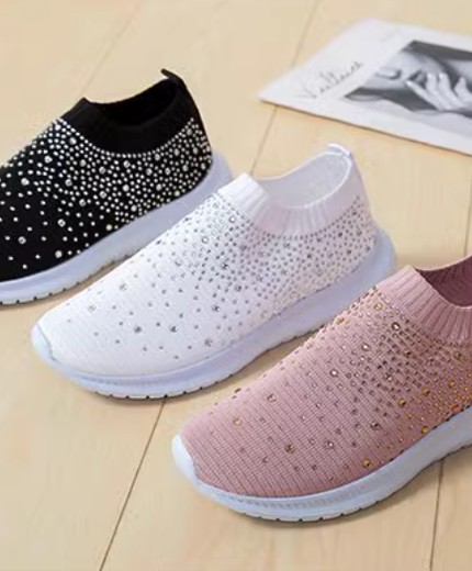 Wish foreign trade large size diamond flying woven sports shoes new mesh shoes