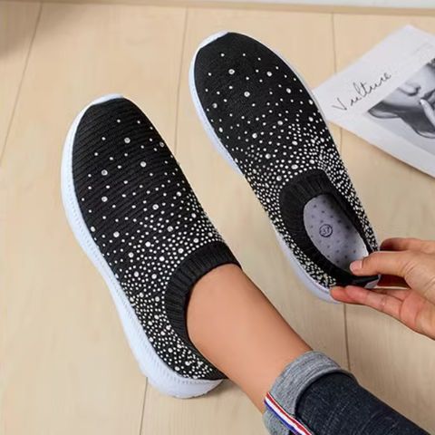 Wish foreign trade large size diamond flying woven sports shoes new mesh shoes
