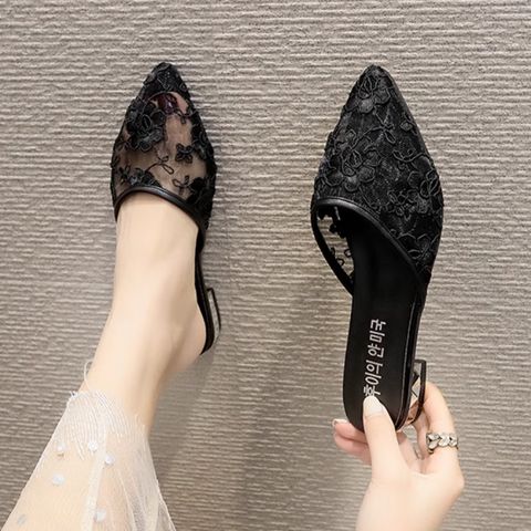 Baotou half slippers summer new style net celebrity mesh embroidery fashion sandals