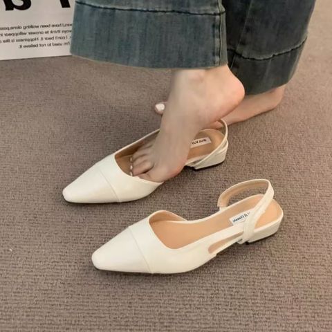 Gentle evening low-heeled closed-toe sandals for thick heel empty back single shoes for women