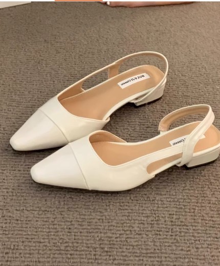 Gentle evening low-heeled closed-toe sandals for thick heel empty back single shoes for women