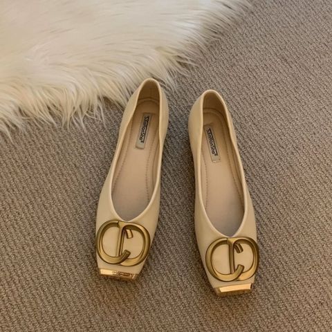 New flat spring French evening style summer square head shallow mouth spring scoop shoes